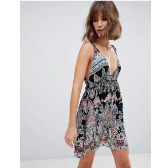 Free People Me Too You Black Printed Dress S NWT - Picture 3 of 8